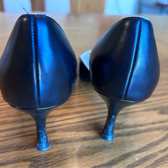 Ellen Tracy Esther Pointed Toe d’Orsay Heel Black Leather Vintage Pattern Sz 6.5 - Picture 9 of 14